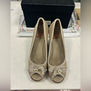 Tan Tory Burch Wedges